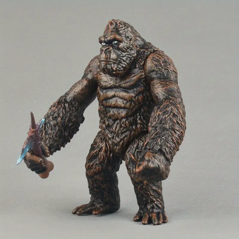 Animated Animal Action Figures: White And Black Gorillas in Battle with Axe - ABS Material
