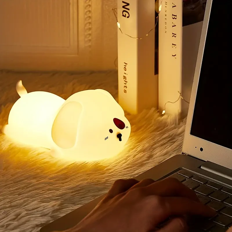 Cute Puppy Silicone Night Light - Tap to Light Up