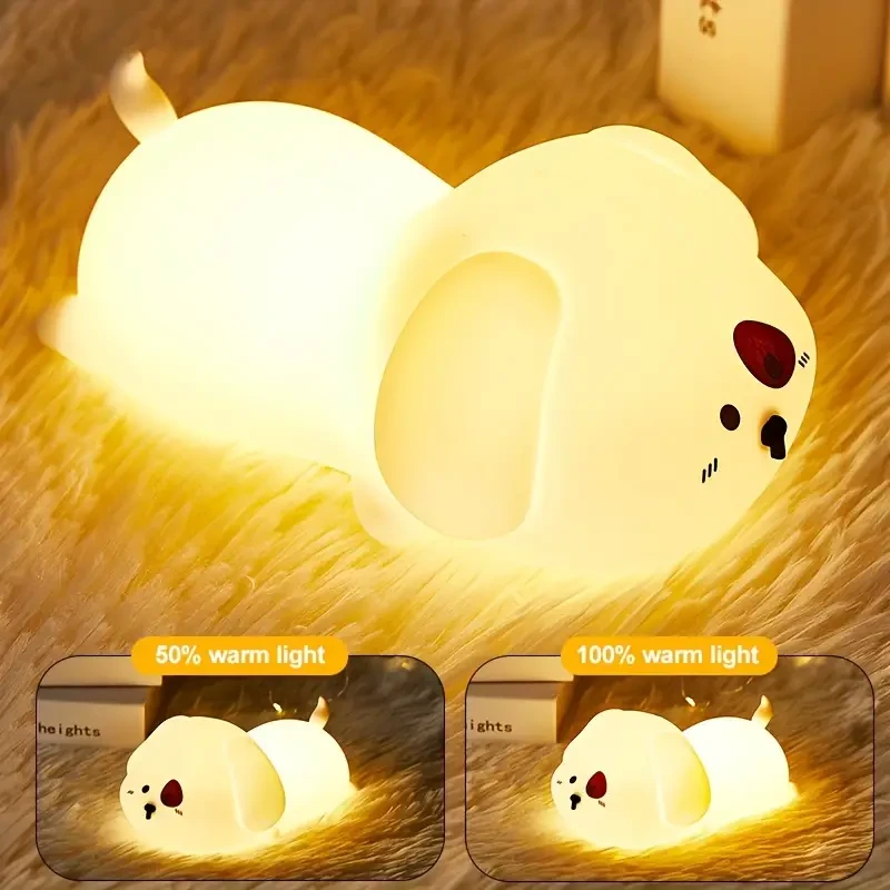 Cute Puppy Silicone Night Light - Tap to Light Up