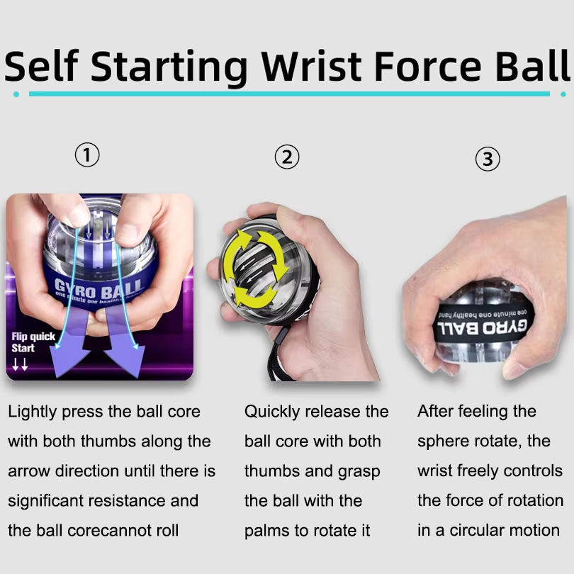 Wrist Ball Power Trainer Ball Arm Hand Forearm Exerciser Auto-Start Gyroscopic Power Wrist Gyro Ball Sport Fitness Equipment