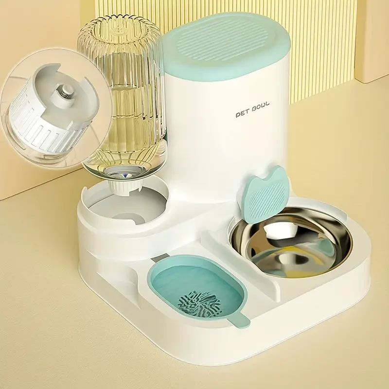 Automatic Cat Water Fountain and Food Dispenser