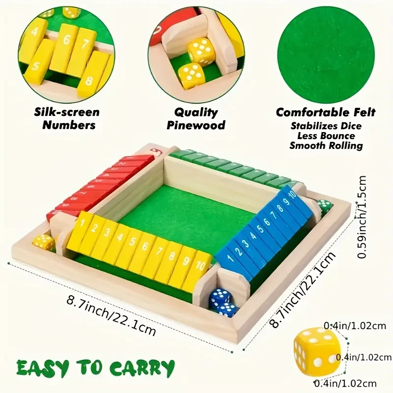 Close Box Games For Adults, Wooden Board Dice Games And Family Classic Desktop Games For 2-4 Players, Christmas, Halloween, Thanksgiving Gifts For Classroom, Party Or Bar Carnival