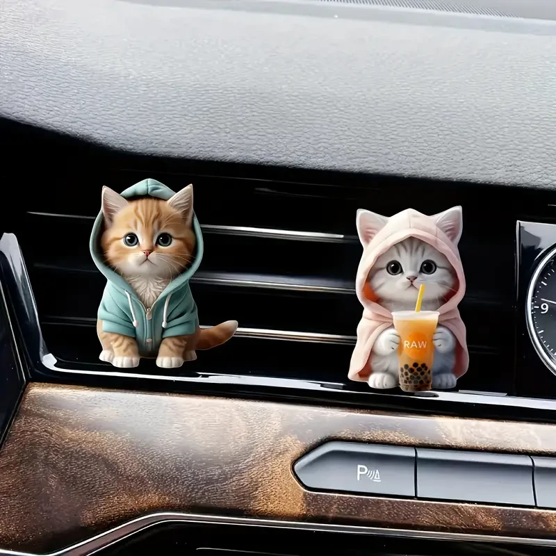 2pcs Cute Cat Acrylic Car Air Freshener Set