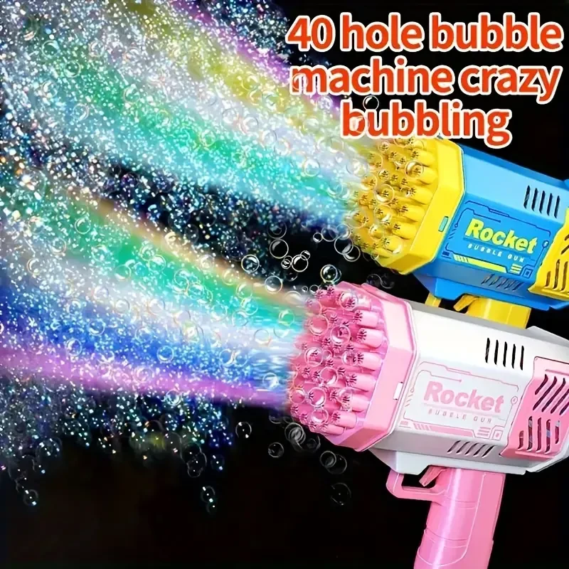 40-Hole Handheld Gatling Bubble Machine - LED Party Toy