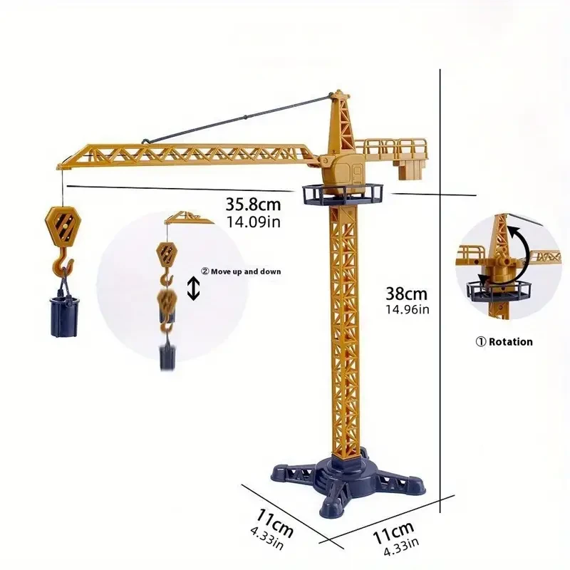 Large-Scale Abs Tower Crane Model - Realistic PVC Construction Vehicle For Cake Toppers & Home Decor