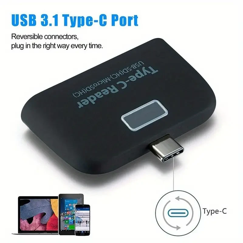 Multifunctional Smart 4-in-1 USB 3.1 Type C Adapter and OTG Card Reader