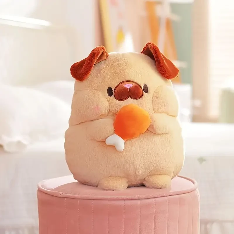 Cute Silly Cute Dog Doll Holding Chicken Leg Dog Plush Toy
