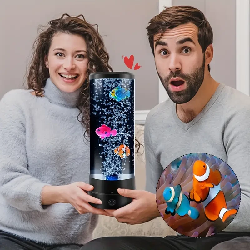 LED Bubble Fish Lamp - Decorative Table Light with Remote