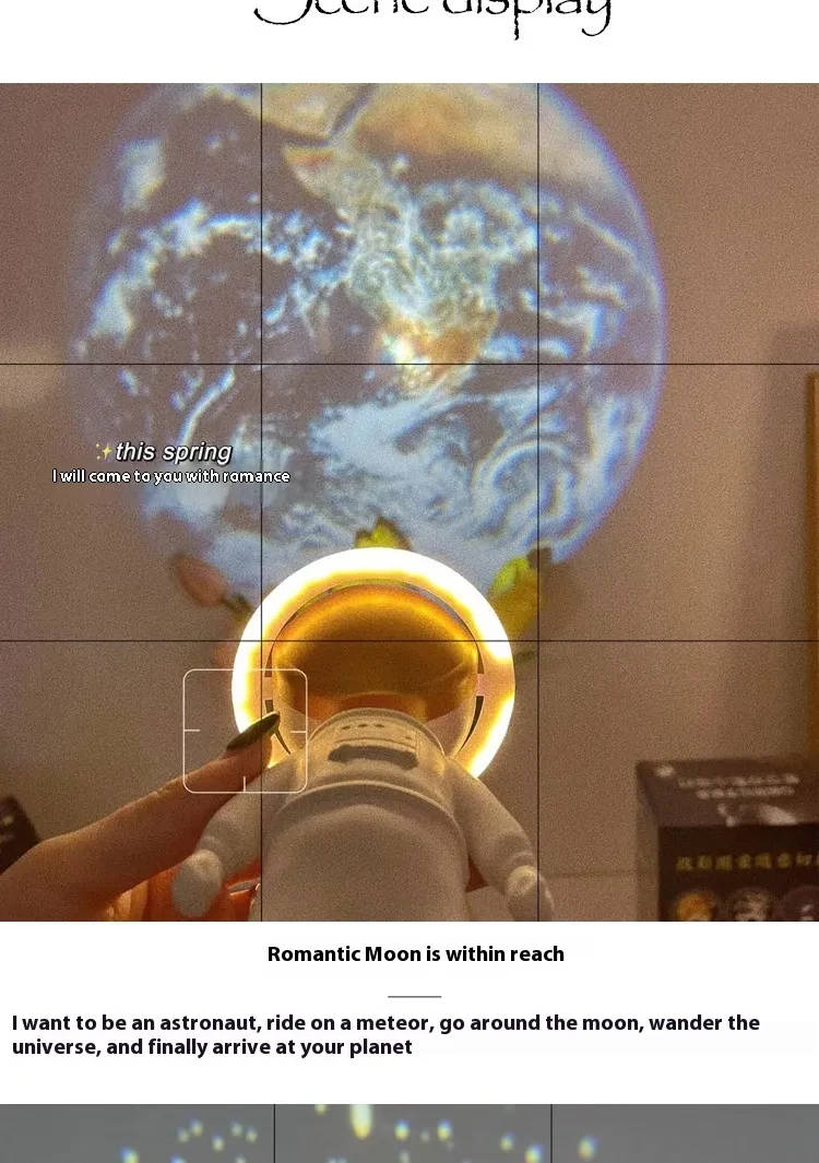 2024 New Astronaut Star Projector Lamp Ins Touch Usb Charging Night Light Rotatable Bedside Atmosphere Lights Lamp Bedroom Decor