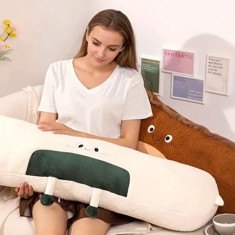 Ultra-Soft Plush Long Pillow for Side Sleepers - Versatile Use as Cushion