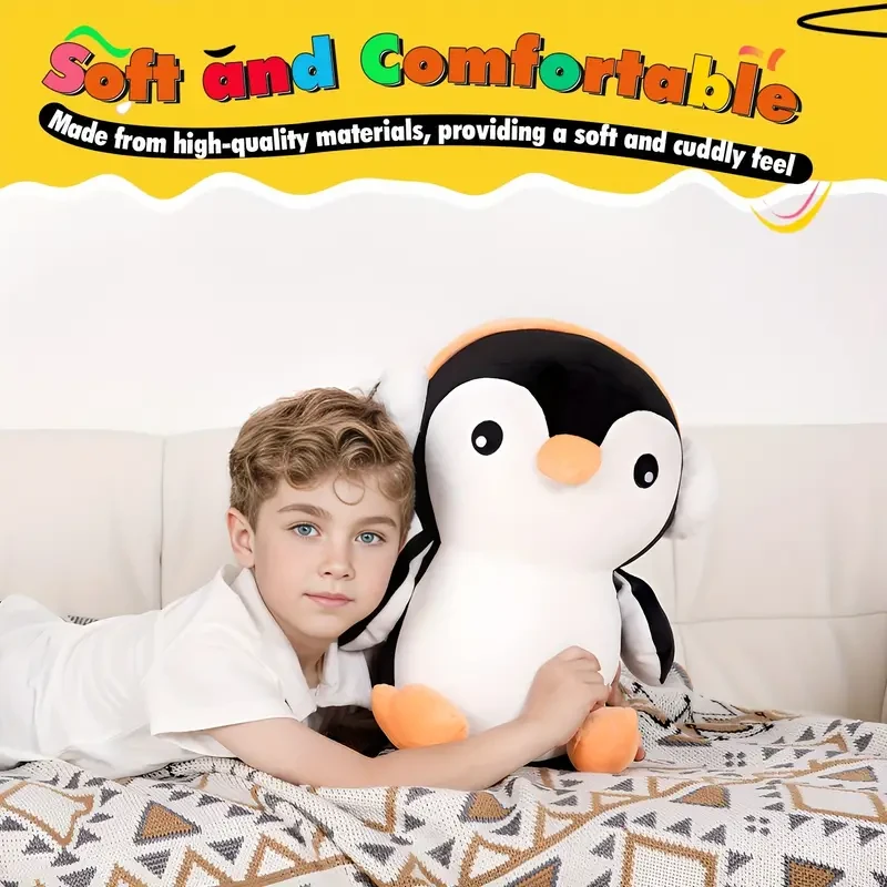 Adorable 40.64cm Penguin Plush with Headphones - Soft, Cuddly Body Pillow Toy for Youngsters