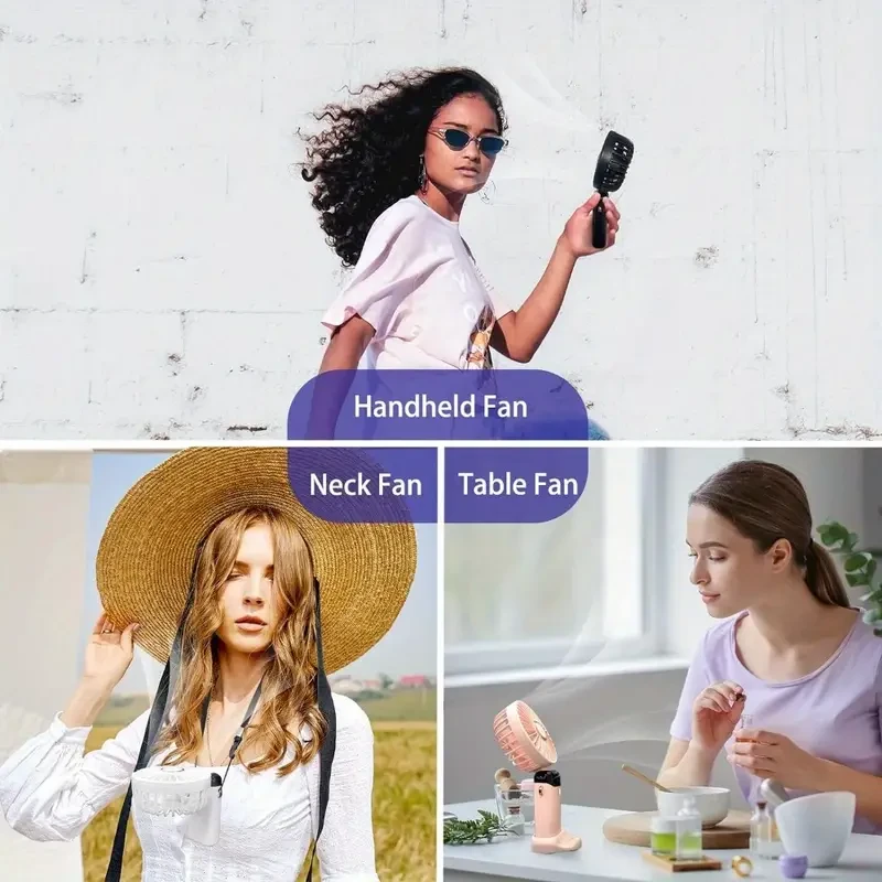 Portable Handheld Fan with 5-Level Air Volume Adjustment - USB Rechargeable, Silent and Ultra-Light with Smartphone Stand