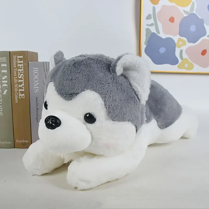 Cuddly Gray Husky Plush Toy