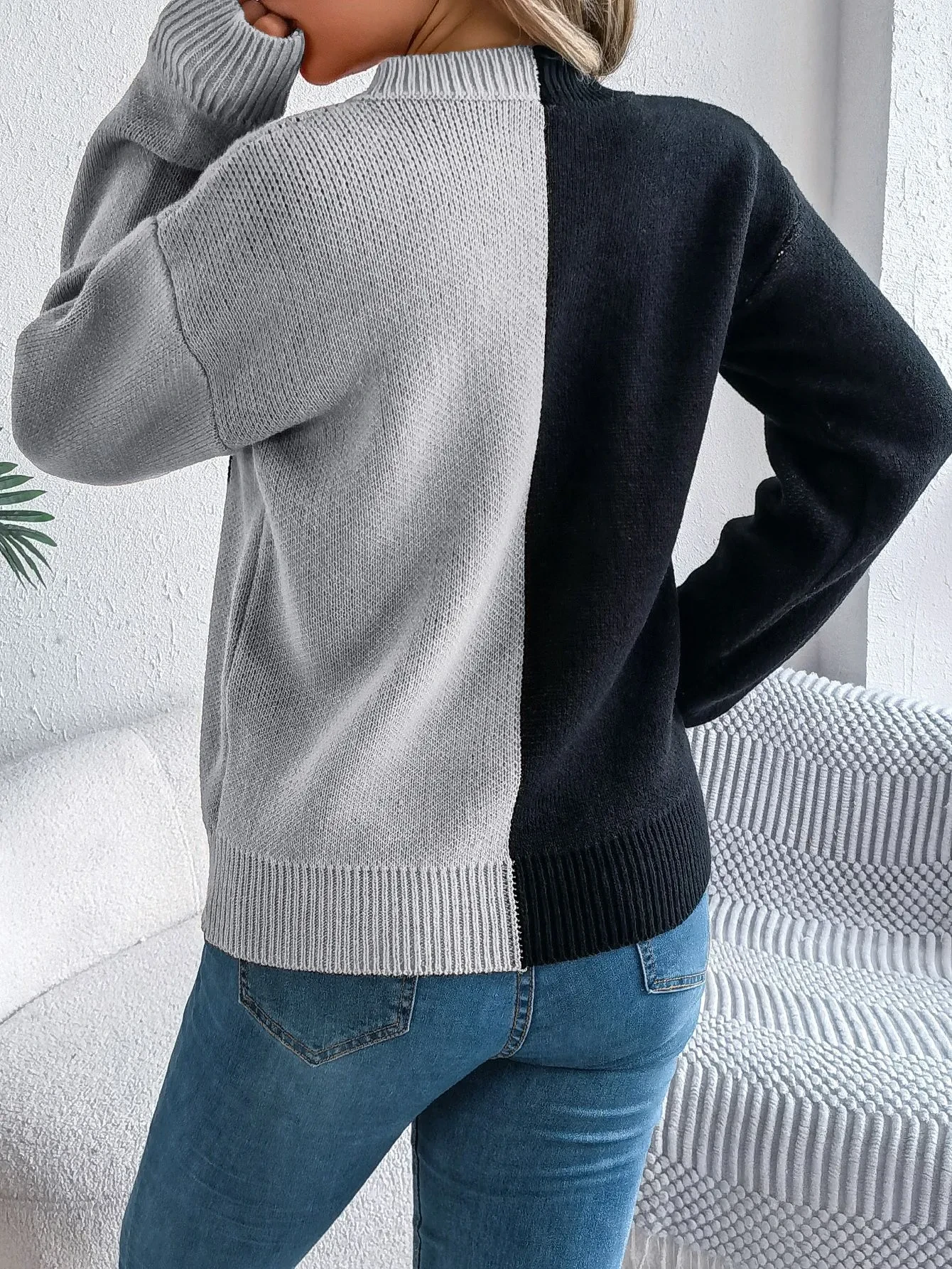Halloween Contrast-color Pullover Sweater For Women's Clothing