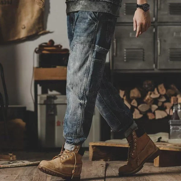 Men's Vintage Loose Panel Cargo Jeans