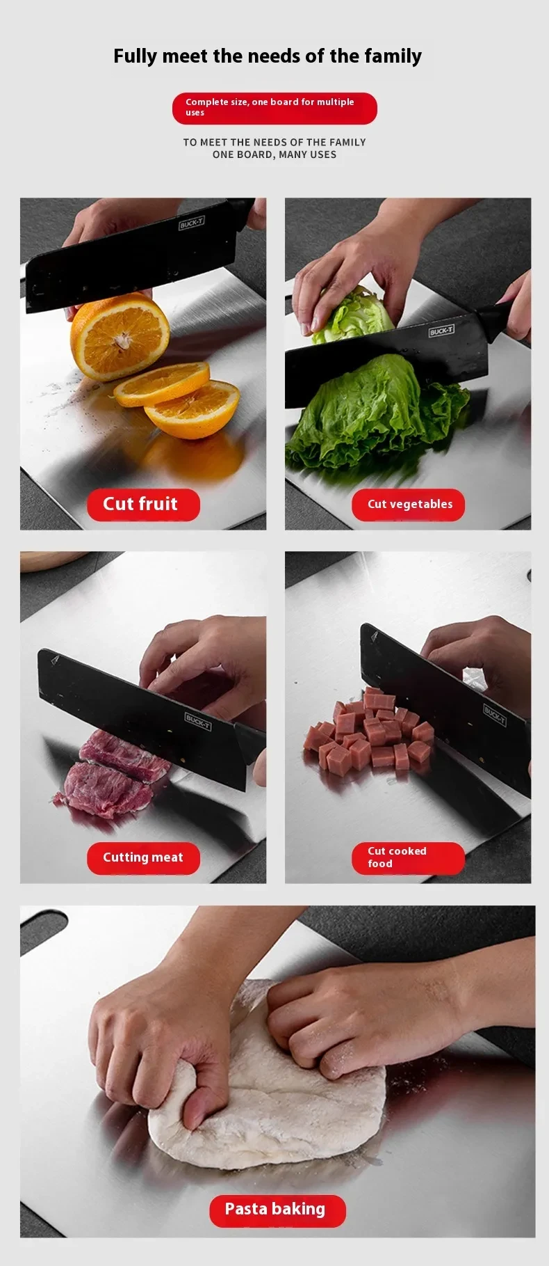 Kitchen Thickened Cutting Board Stainless Steel Cut Vegetables Meat Chopping Board Cooking Tools Anti-mold Cutting Boards Mats