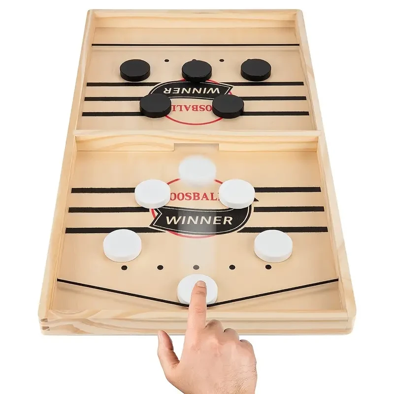 Fast Puck Game, Sling Puck Game, Winner Wooden Board Game