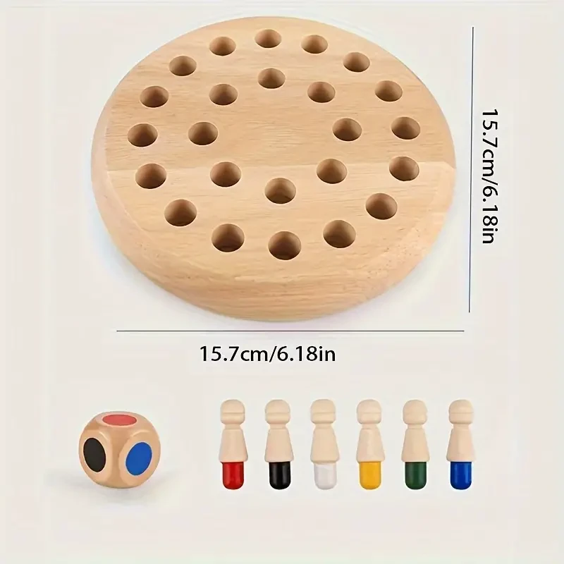 Wooden Memory Match Stick Chess Game - Educational Brain Teaser Puzzle for Kids & Adults