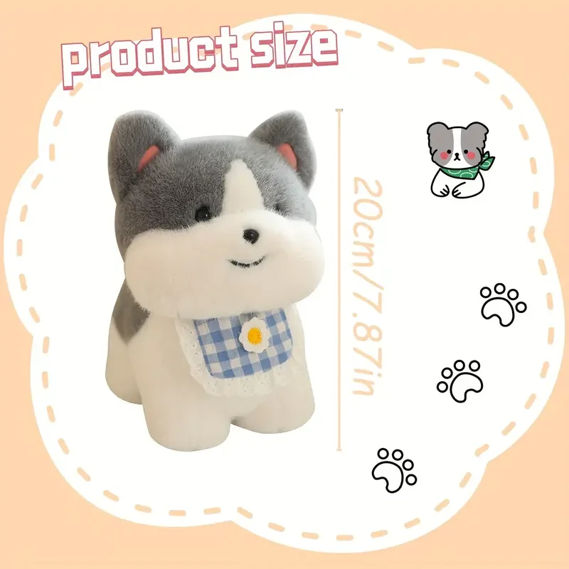 Adorable Husky Plush Toy - 19.99cm Soft Cartoon Dog Stuffed Animal,