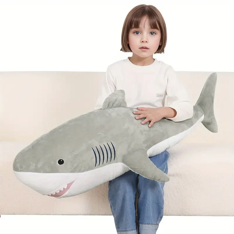 101.6 Cm Big Shark Plush Toy Pillow Big White Shark Stuffed Animal Toy