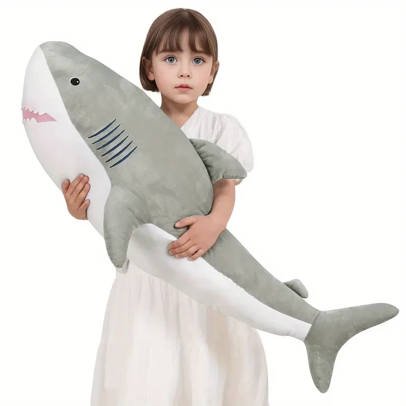 101.6 Cm Big Shark Plush Toy Pillow Big White Shark Stuffed Animal Toy