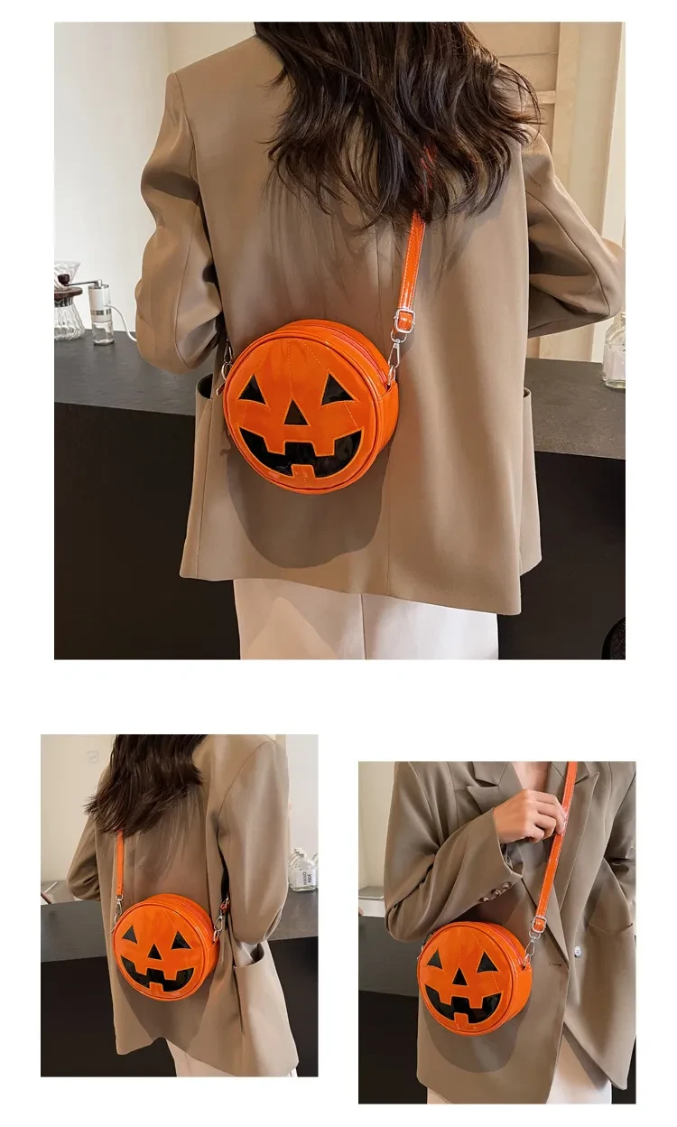 Halloween Pumpkin Small Round Bag Girls