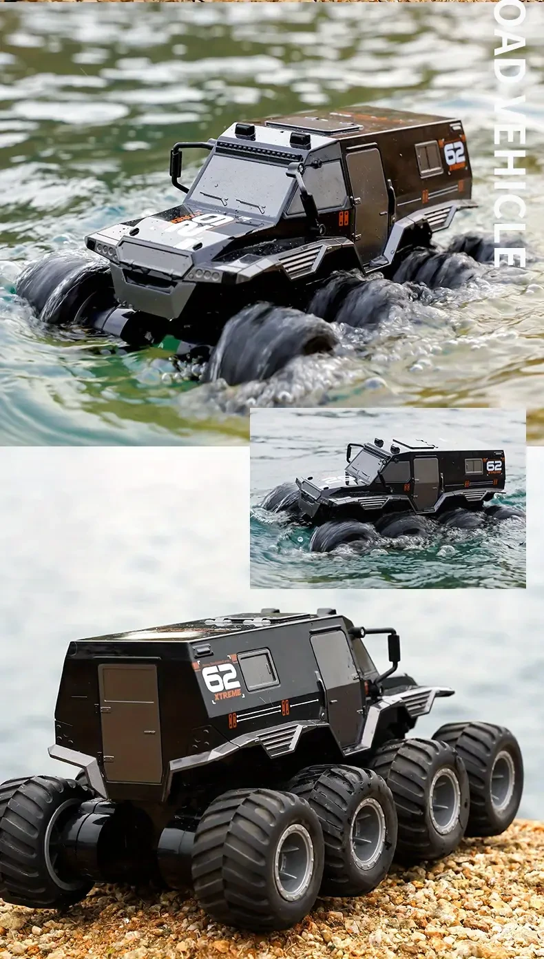 Q137 Remote Control Amphibious 8-wheel Off-road Vehicle (Single Battery), Full Body, 360rotation And Drift, Pressure-resistant Rubber Tires, 30 Minutes Battery Life, 2.4G Remote Control