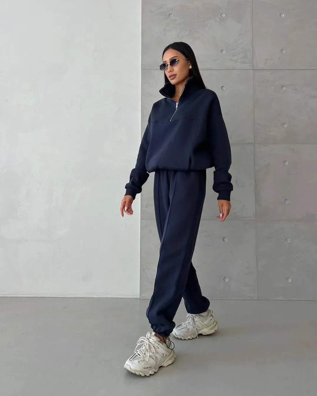 Y2K Winter Jogging Women Two Piece Set Female Zipper Coat Casual Pants Tracksuit Autumn Jacket Fashion Contrast Sport Wear Set