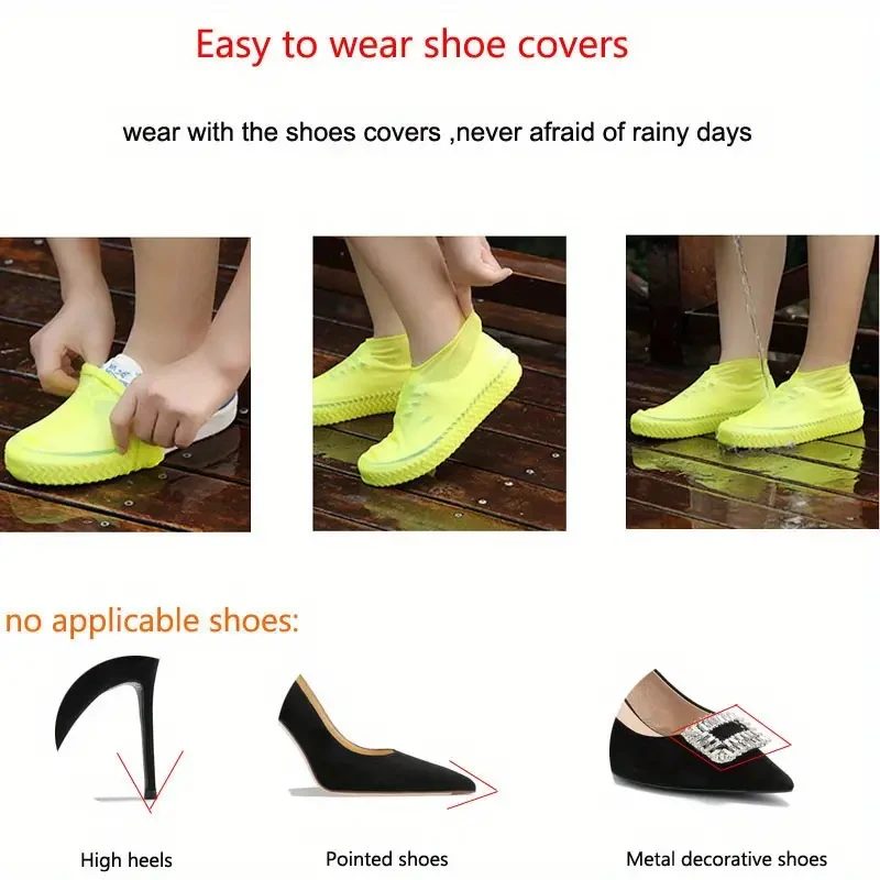 3 Pair Waterproof Reusable Latex Rain Boot Covers - Universal Fit, High-Quality, All Weather Protection