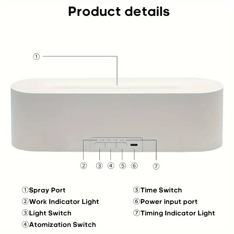 7-Color Flame Light Humidifier and Aromatherapy Diffuser - 150ml Super Quiet with Timer and Automatic Shutdown (White)