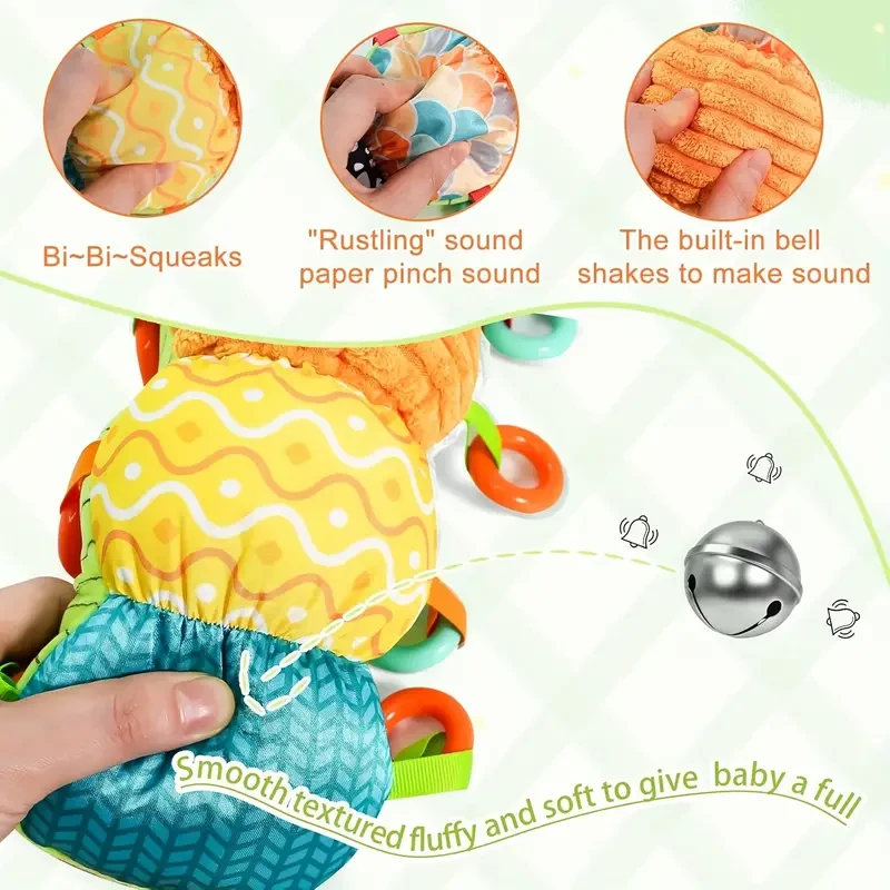 1pc Baby Plush Toy Musical Stuffed Animal Infant Toys With Crinkle Rattles For Newborn 0-3-6-12 Months Birthday Gift