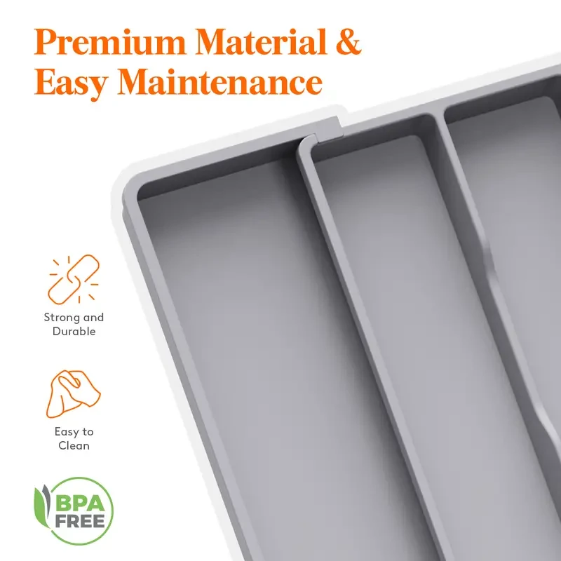 Expandable Utensil Organizer for Kitchen Drawers - Adjustable Cutlery and Silverware Holder