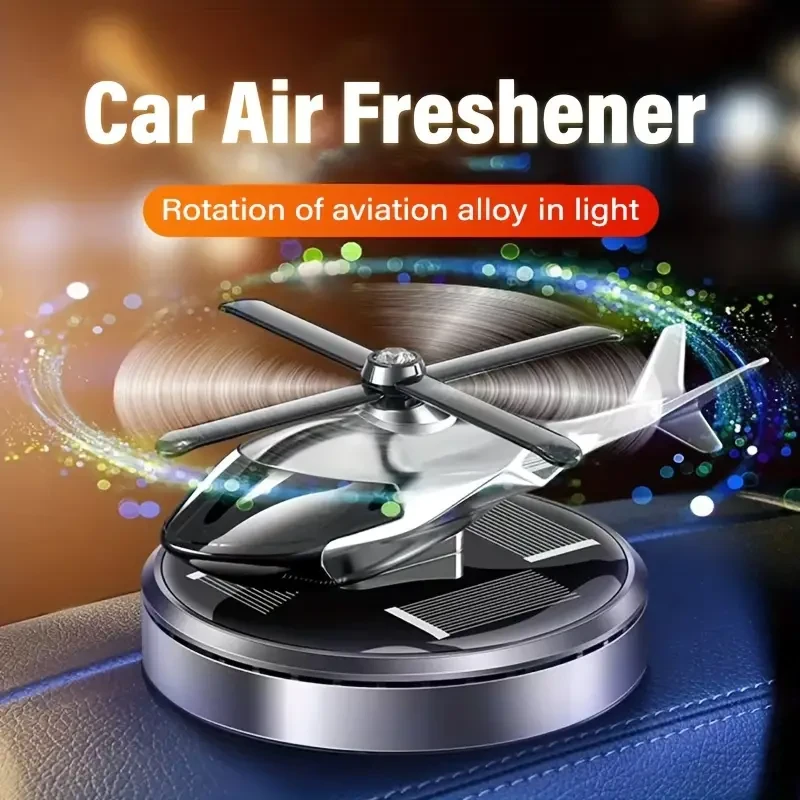 Solar-Powered Helicopter-Shaped Car Air Freshener, High-Quality Metal Auto Diffuser