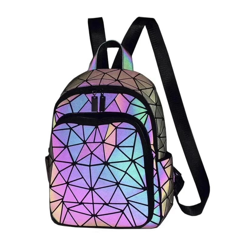 Women's Laser Rhombic Geometry Schoolbag