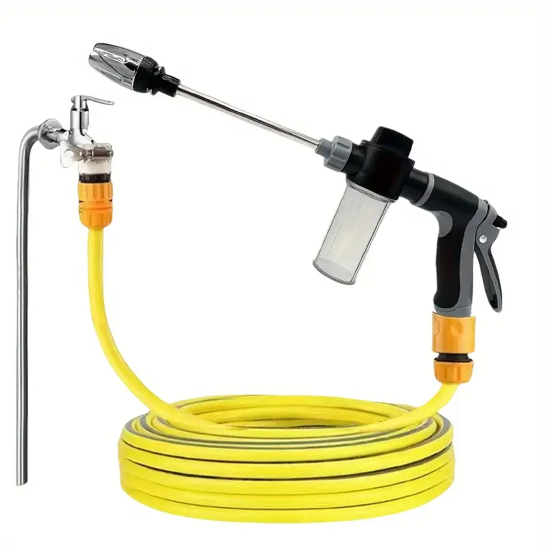 Portable High-Pressure Water Gun - Car Washer Garden Spray Hose With Foam Nozzle