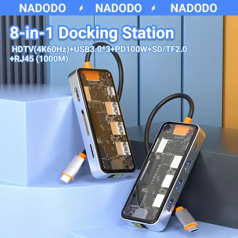 Transparent USB C Hub 8 In 1