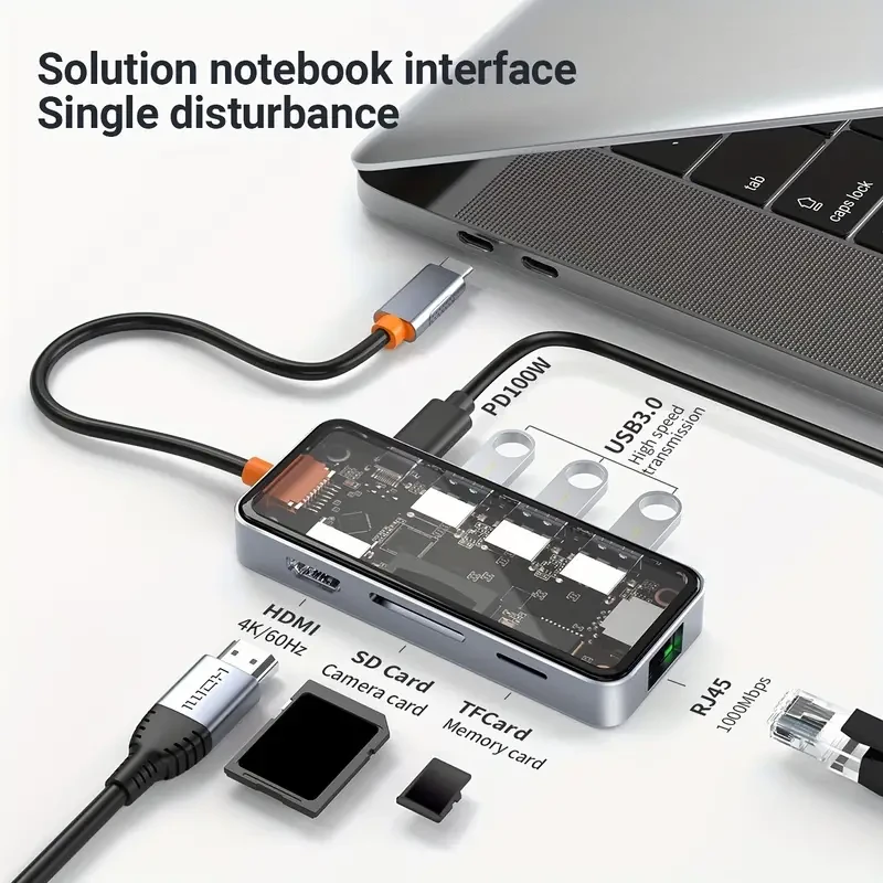 Transparent USB C Hub 8 In 1