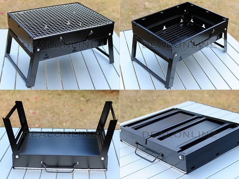 BLACK Portable Briefcase-Size Charcoal BBQ Stove Grill