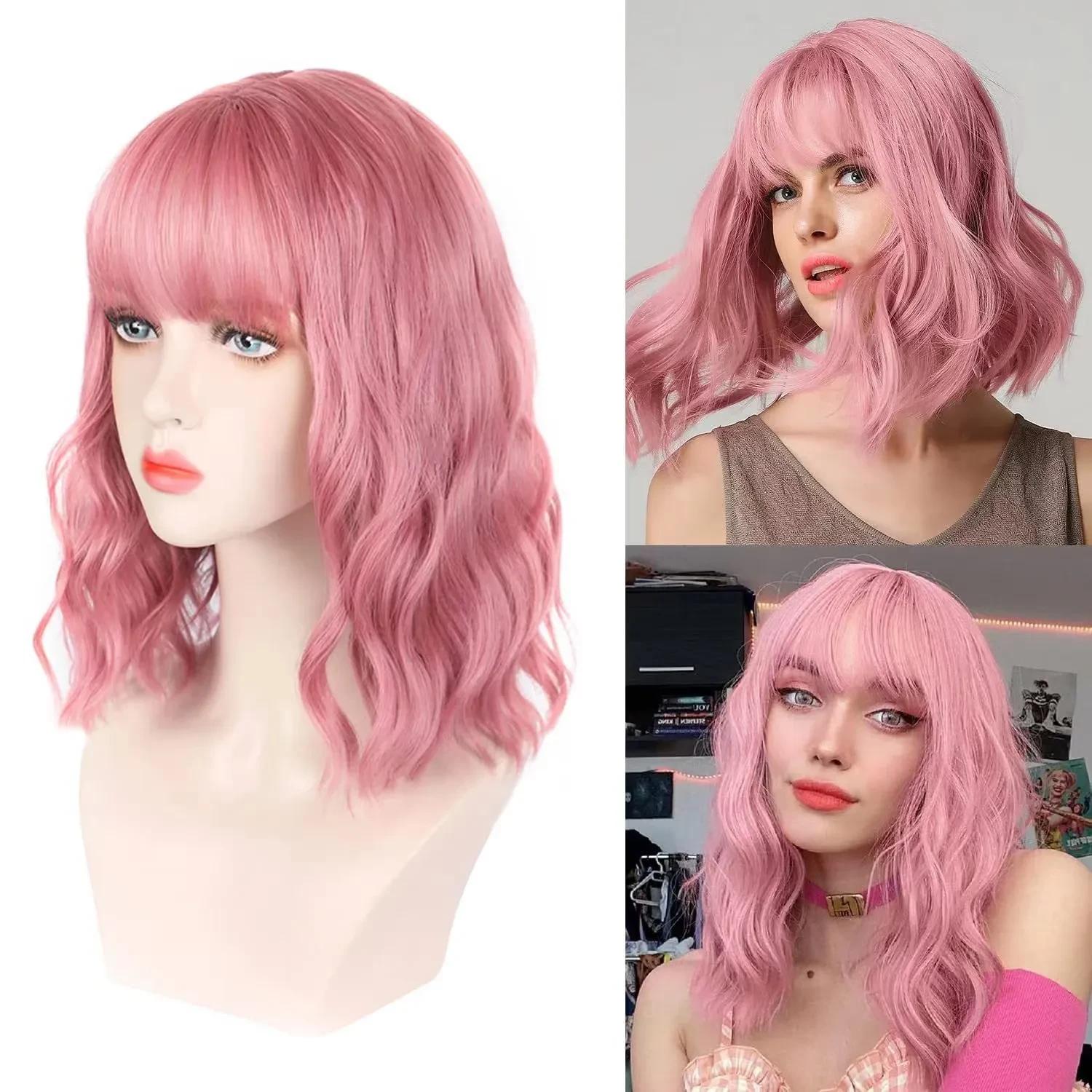 Full-head Wig-style Curly Small Wave Hairstyle Air Bangs