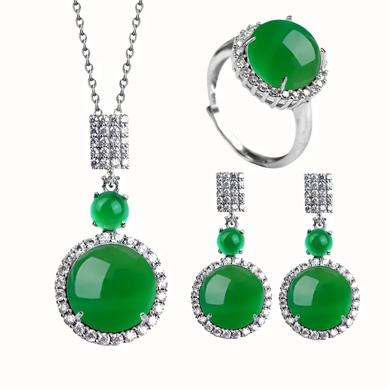 Jewelry Set Of Three (necklace, Ring, Earrings),