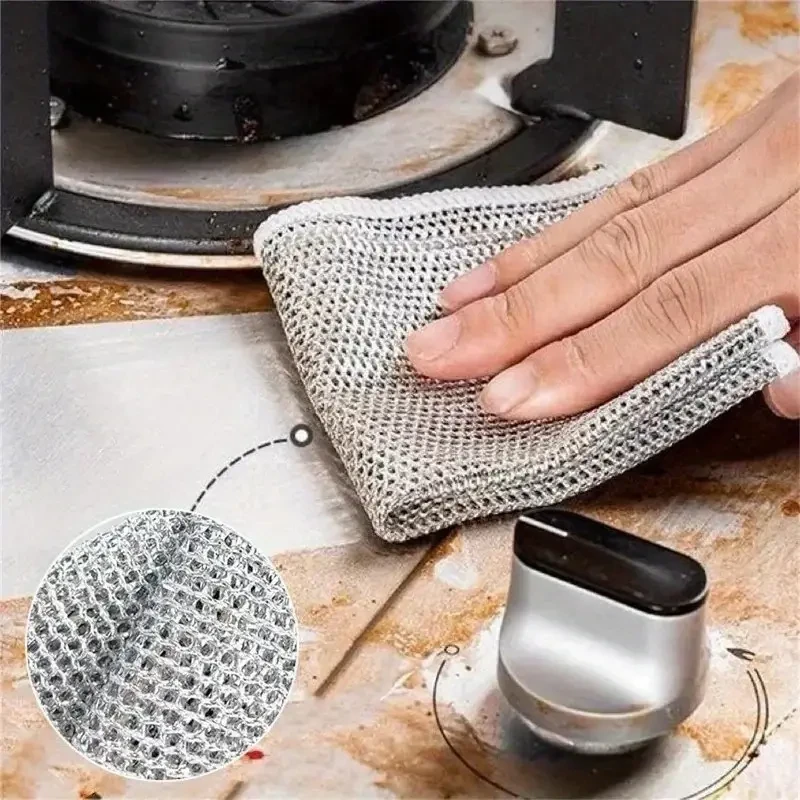 Non-Scratch Dishwashing Microfiber Steel Wire Scrubbing Pads - 30-Pack