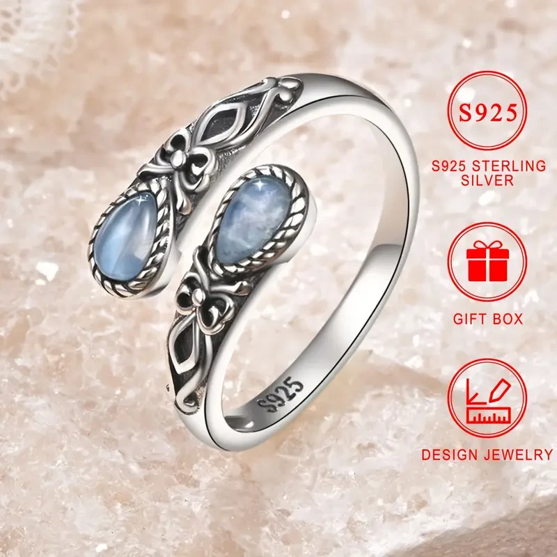 Sterling Silver Moonstone Spoon Ring