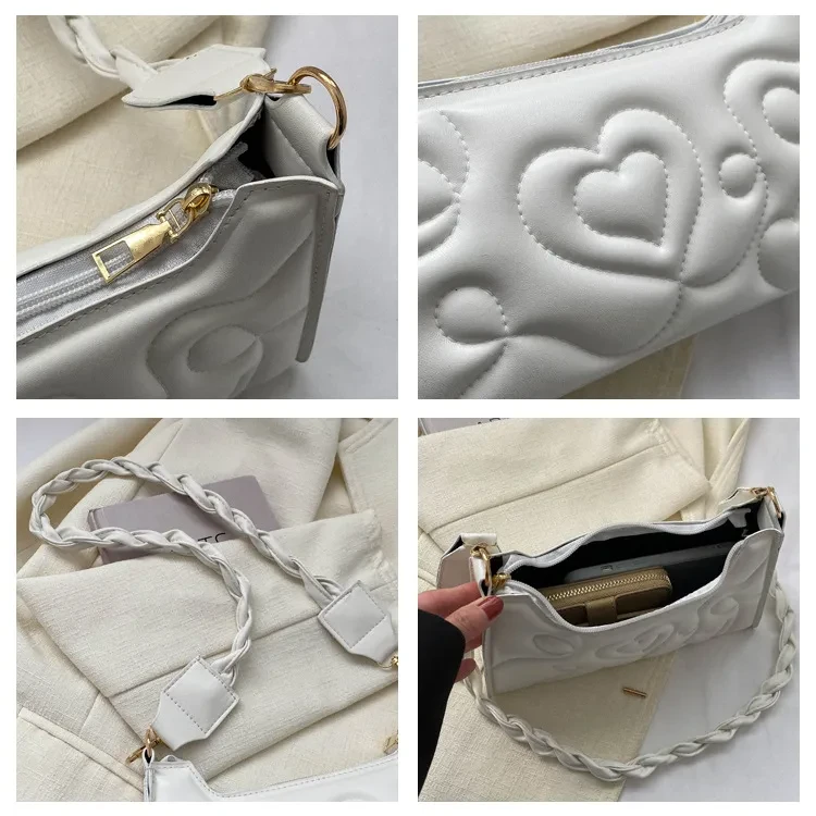 Solid Color Fashion Underarm Pleated Portable Trendy Women's Small Square Bag