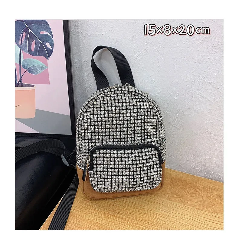 Women's Mini Diamond Rhinestone Crossbody Backpack