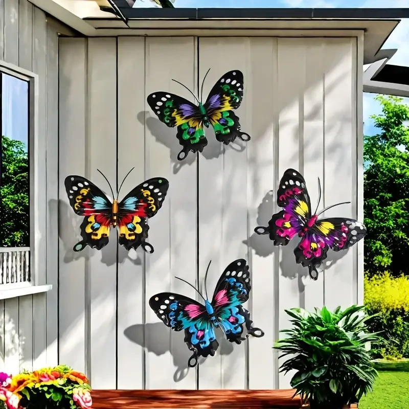 4-Piece Set Exquisite Iron Butterfly Wall Deco