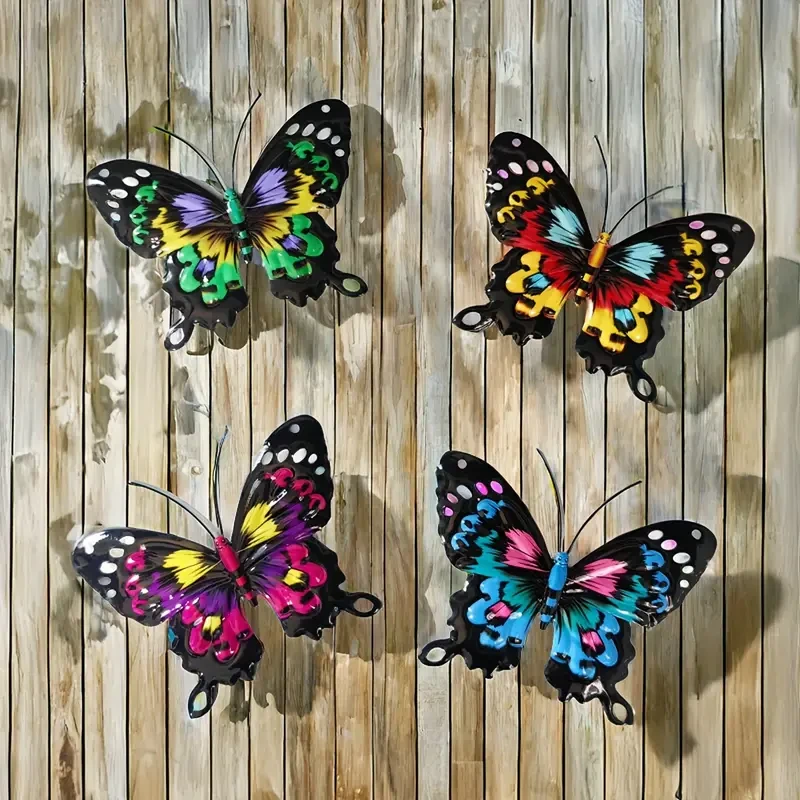 4-Piece Set Exquisite Iron Butterfly Wall Deco