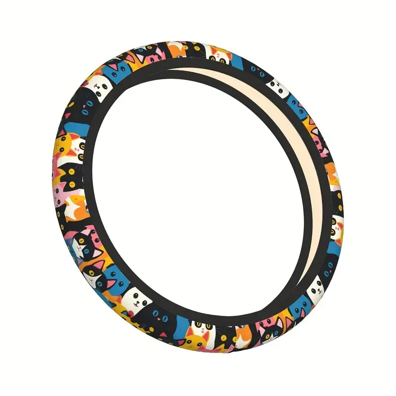 38.1cm Non-Slip Steering Wheel Cover - Breathable, Sun-Protective Polyester