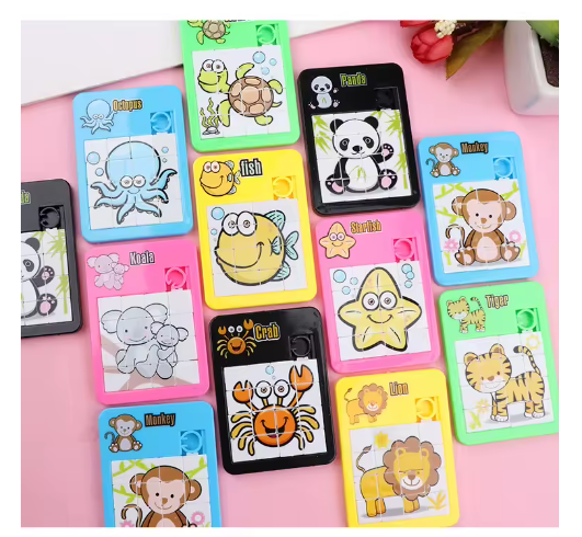 Novelty 16 Grid Maze Puzzle Toy Cartoon Animal Sliding Puzzle Mini Game Competitive Gift Interesting Smart Puzzle Random Style