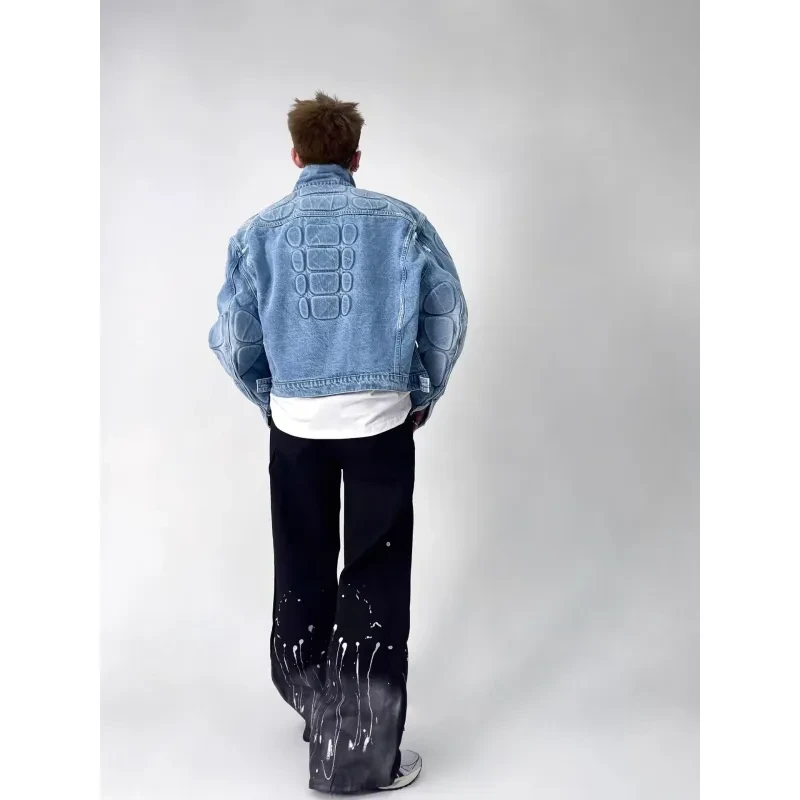 Ripped Moto Denim Jacket Men's