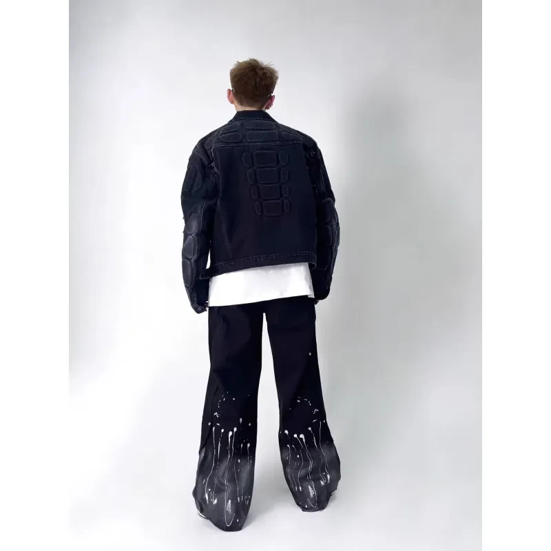 Ripped Moto Denim Jacket Men's